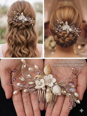 Floral Pearl & Crystal Hair Comb - White and Silver-Tone